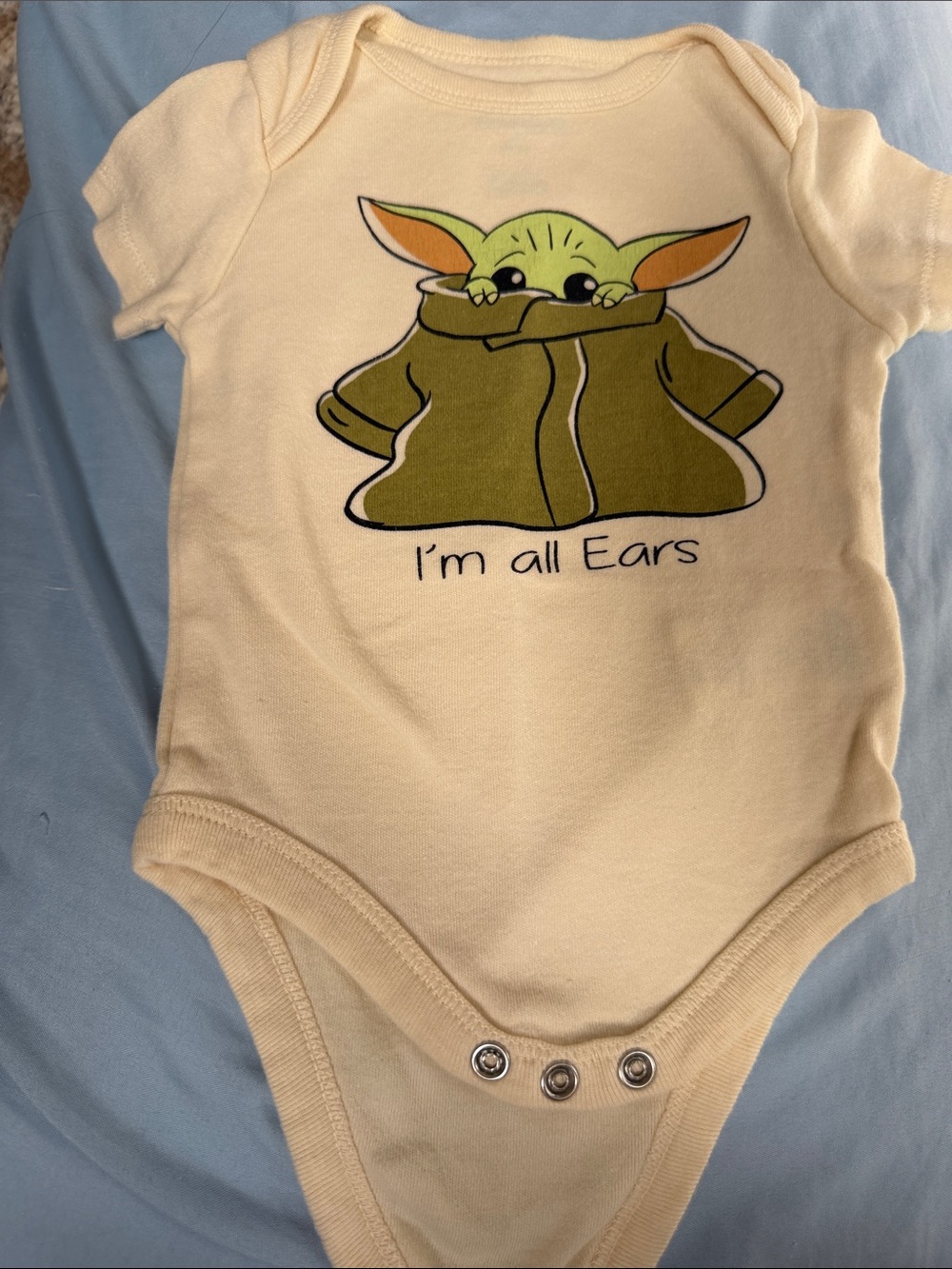 Star Wars Cream Bodysuit with Green Grogu Graphic